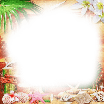 soave frame summer tropical beach flowers palm - png gratuito