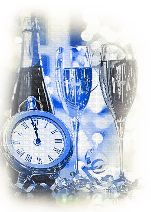 soave deco new year glass bottle Champagne  clock - фрее пнг