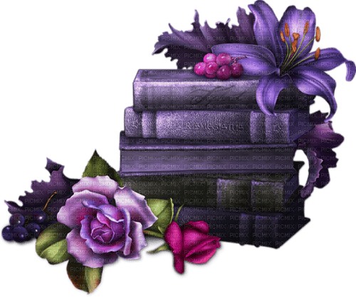Libros con flores - δωρεάν png