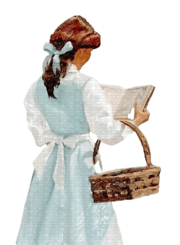 Vintage Woman Girl and a book - 免费PNG