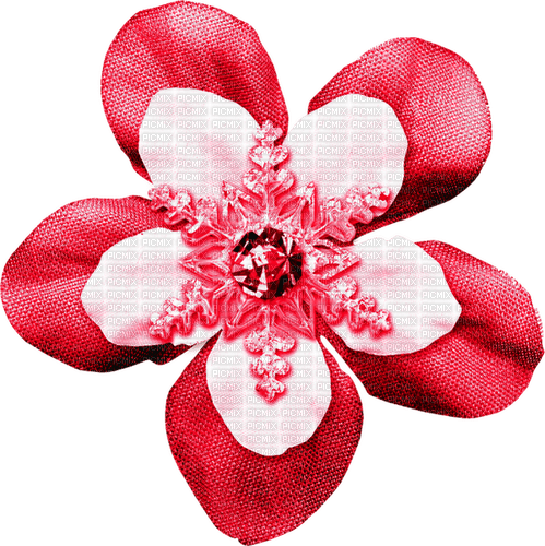 Snowflake.Flower.White.Red - Free PNG
