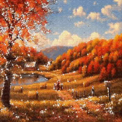 kikkapink animated background autumn landscape - GIF animasi gratis