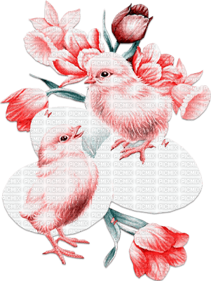 soave deco easter chick eggs flowers pink teal - 免费PNG