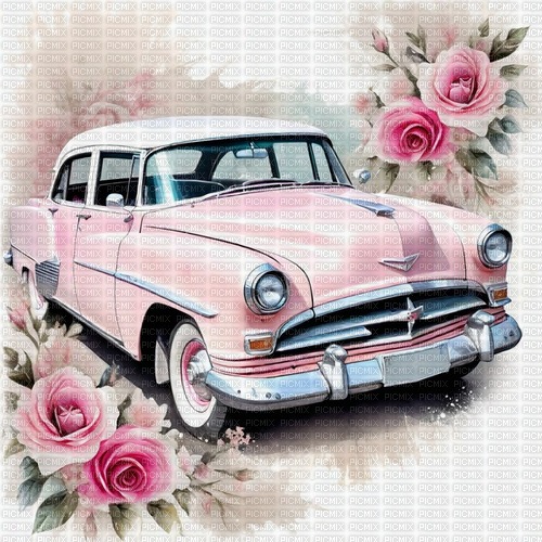 springtimes spring car vintage deco background - gratis png