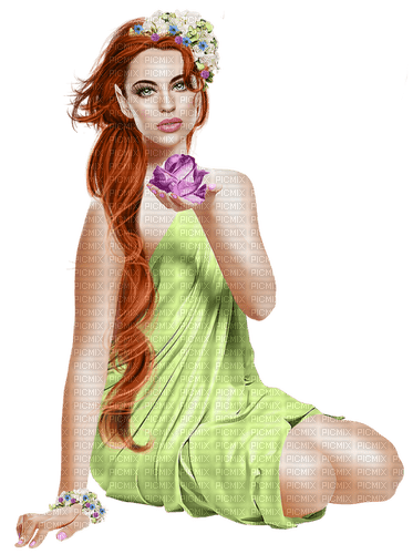 Femme avec fleurs dans les cheveux - png gratuito
