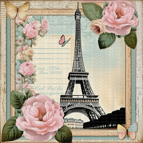 springtimes vintage paris postcard - png gratis