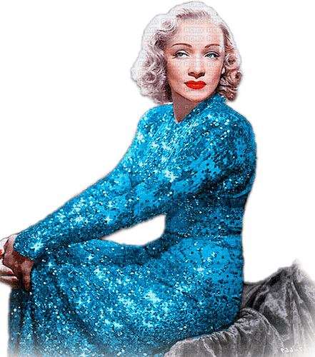 soave woman vintage Marlene Dietrich blue orange - png gratuito