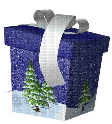 blue vhristmas gift - Free PNG