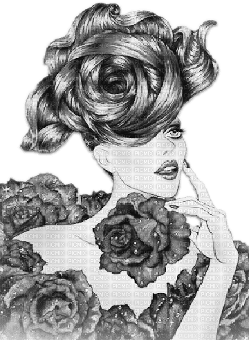soave woman vintage art deco  rose black white - δωρεάν png