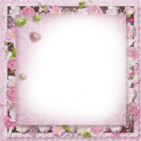 dolceluna pink spring frame heart lace flowers - PNG gratuit