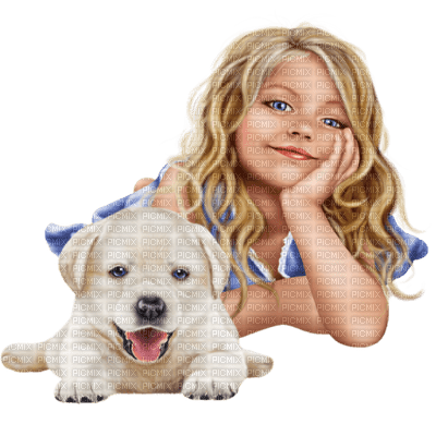 A girl and her dog - zdarma png