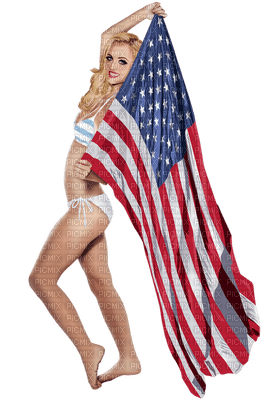 femme woman frau beauty tube human person people beach plage   summer ete america usa flag - kostenlos png