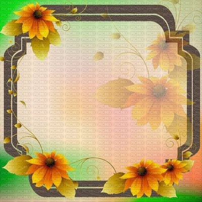 fond-background-encre-tube-cadre floral -decoration-tube-image-green and yellow_ cadre Sunflower_Blue DREAM 70 - png grátis