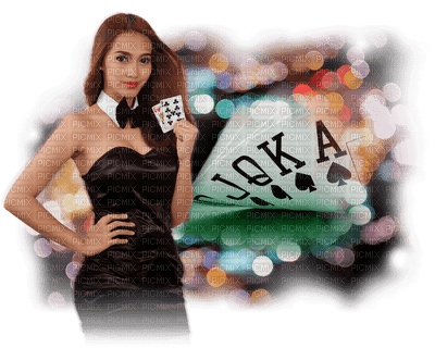 woman playing cards bp - Free PNG