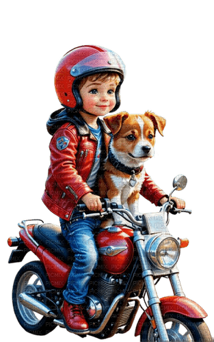 loly33 enfant chien moto - png ฟรี