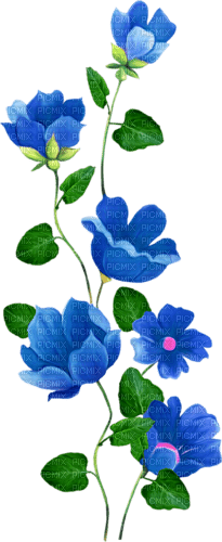 deco flowers blue vintage kikkapink tube png - nemokama png