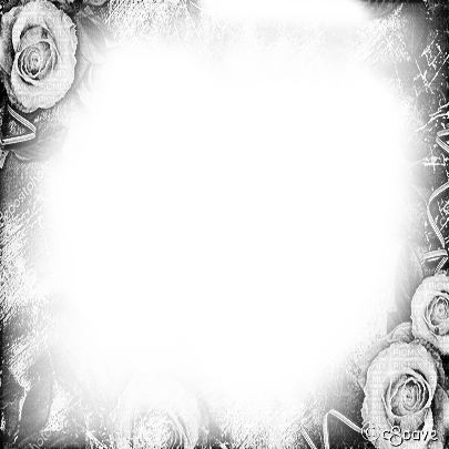 soave frame flowers rose vintage black white - darmowe png