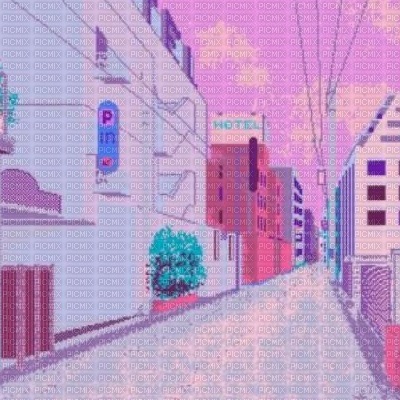 Pink Anime City - png gratis