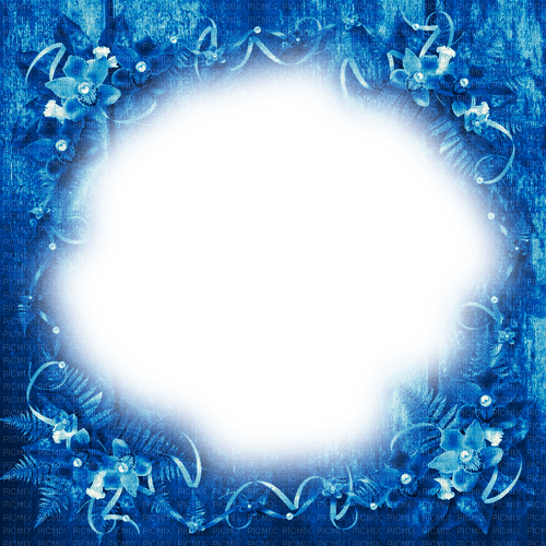 Flowers.Frame.Blue - By KittyKatLuv65 - Free PNG