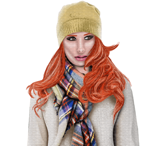 autumn woman redhead winter - darmowe png