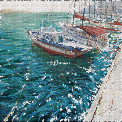 dolceluna summer spring animated background boat - Δωρεάν κινούμενο GIF
