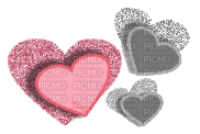 Pink + grey glitter hearts - Free animated GIF