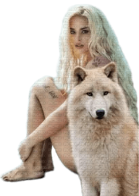 woman and wolf by nataliplus - ücretsiz png