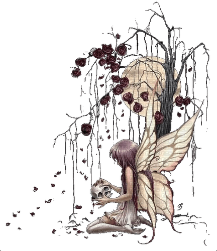 Goth Fairy Moon Skull Death Tree - фрее пнг