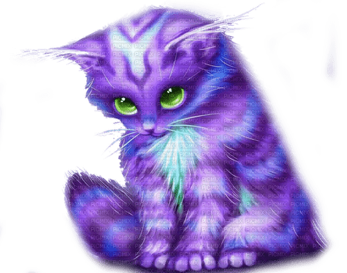 purple fantasy cat chat violet fantaisie - Free PNG