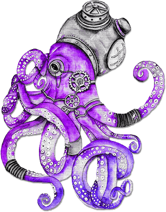 soave deco steampunk octopus black white purple - ilmainen png