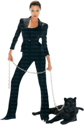 woman with panther bp - besplatni png