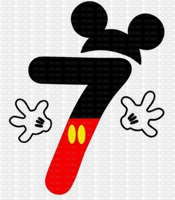 image encre numéro 7 bon anniversaire Mickey Disney edited by me - фрее пнг