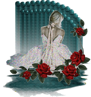 Lady con rose by risa - GIF animé gratuit