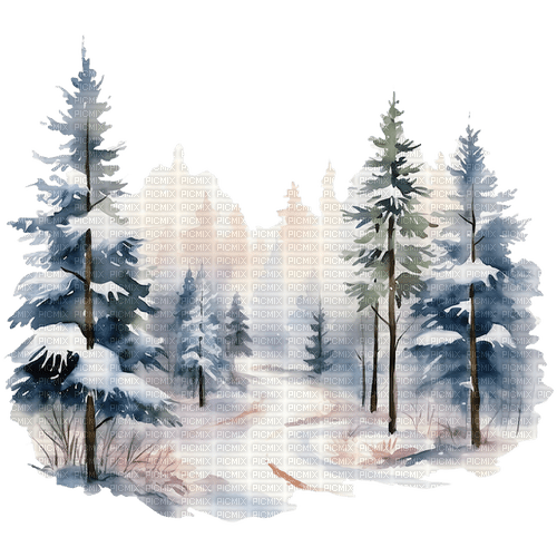 ♥❀❀❀❀ sm3 trees winter landscape  white - png ฟรี