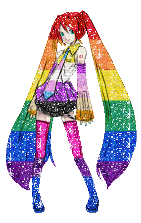 Pride Rainbow nonbinary trixic trans bisexual Miku - GIF animé gratuit