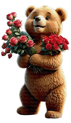 Oso con flores - Free PNG