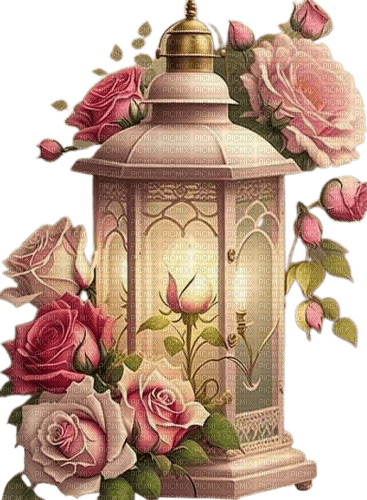 fleurs et lanterne - bezmaksas png