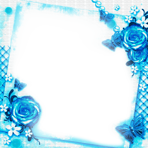 Blue Roses Frame - By KittyKatLuv65 - darmowe png