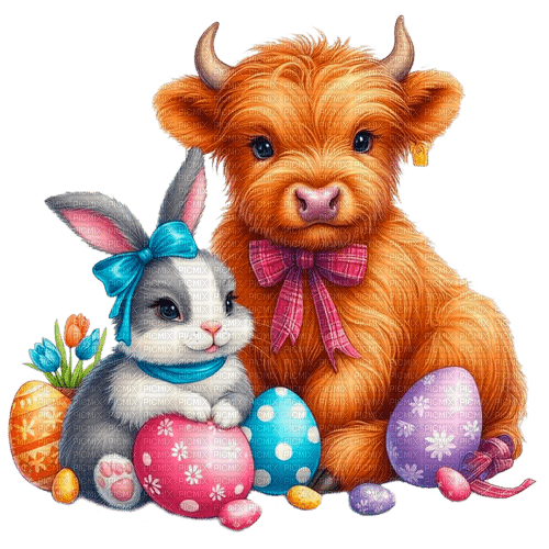 Easter bull and hare by nataliplus - фрее пнг