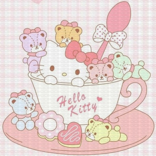 Thé fond hello kitty background tea bear - 無料png