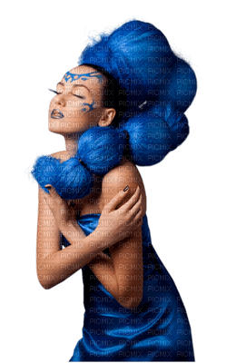 woman blue hair bp - png ฟรี