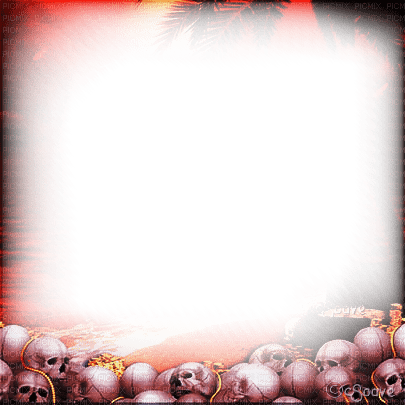 soave frame gothic skull pink orange - PNG gratuit