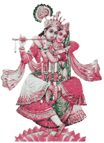 soave Krishna couple animated pink green - Ilmainen animoitu GIF