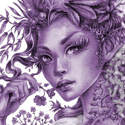 Y.A.M._Fantasy elf purple - ingyenes png