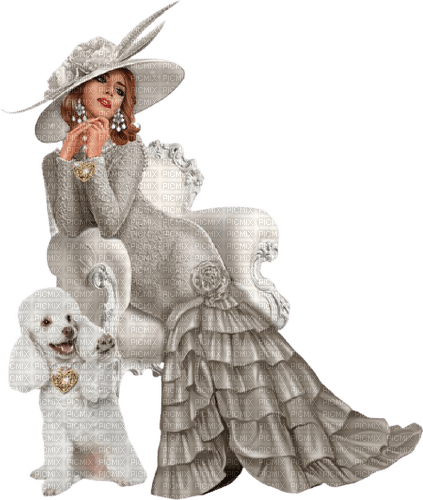 Femme avec chien - darmowe png