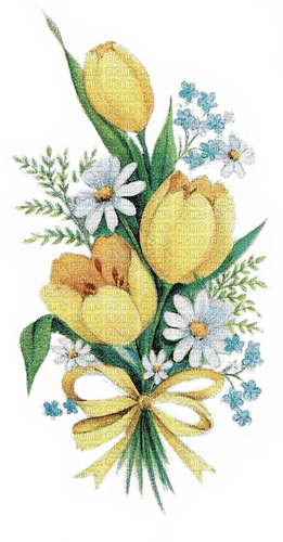 Tulpen, Gelb, Blumen, Vintage - png ฟรี