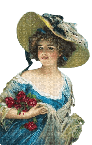 loly33 femme fleur vintage - gratis png