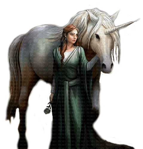 fantasy woman and unicorn nataliplus - 免费PNG