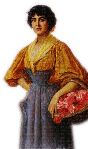 Rena Vintage Flower Woman Frau - darmowe png