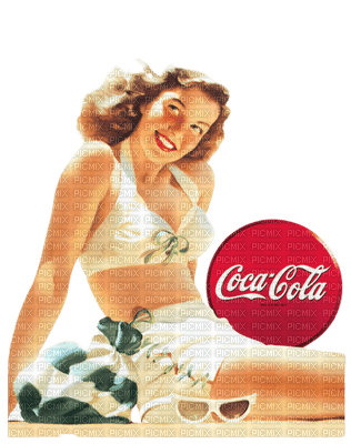 coca cola drink vintage retro femme woman frau summer ete tube - PNG gratuit